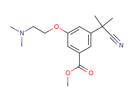 Molecular Structure of 878744-07-1 (3-(cyano-dimethyl-methyl)-5-(2-dimethylamino-ethoxy)-benzoic acid methyl ester)