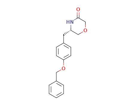 Molecular Structure of 176685-04-4 (3-Morpholinone, 5-[[4-(phenylmethoxy)phenyl]methyl]-, (5S)-)