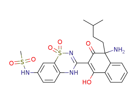 Molecular Structure of 909105-54-0 (N-{3-[4-amino-1-hydroxy-4-(3-methylbutyl)-3-oxo-3,4-dihydronaphthalen-2-yl]-1,1-dioxido-4H-1,2,4-benzothiadiazin-7-yl}methanesulfonamide)