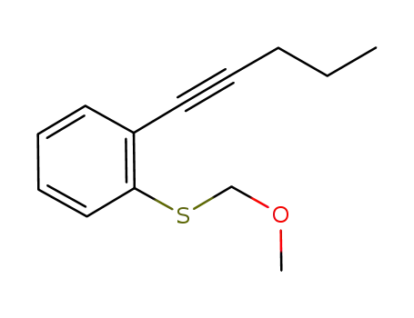 Molecular Structure of 909275-32-7 (2-(pent-1-ynyl)phenyl methoxymethyl sulfide)