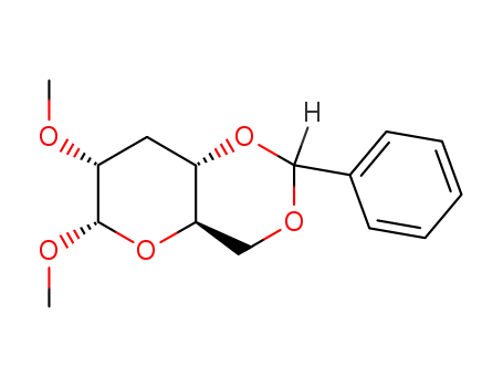 Molecular Structure of 56405-85-7 (.alpha.-D-ribo-Hexopyranoside, methyl 3-deoxy-2-O-methyl-4,6-O-(phenylmethylene)-)