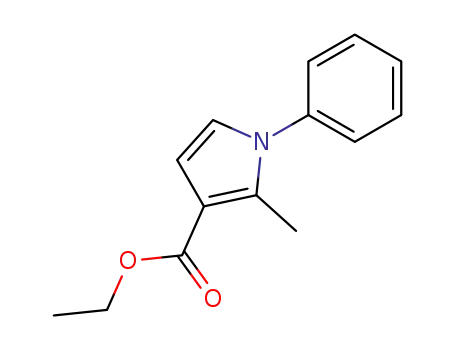 Molecular Structure of 80326-73-4 (1H-Pyrrole-3-carboxylic acid, 2-methyl-1-phenyl-, ethyl ester)