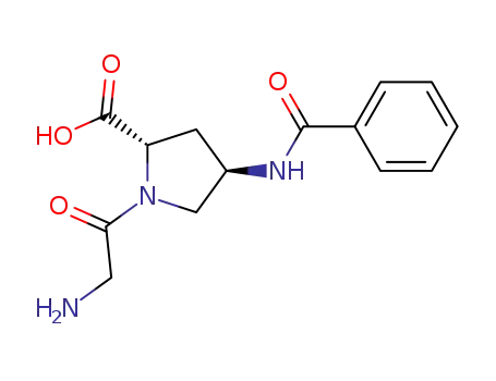 Molecular Structure of 943134-39-2 ((2S,4R)-1-(2-Aminoacetyl)-4-benzamidopyrrolidine-2-carboxylic acid)