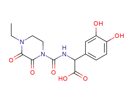 Molecular Structure of 74985-17-4 (D-2-[(4-Ethyl-2,3-dioxopiperazin-1-yl)carbonylamino]-2-(3,4-dihydroxyphenyl)acetic acid)