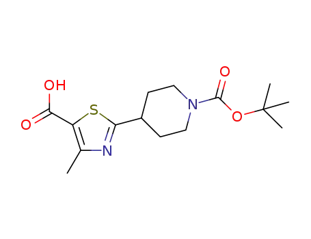 Molecular Structure of 216955-61-2 (4-METHYL-2-[1-(TERT-BUTOXYCARBONYL)PIPERID-4-YL]-1,3-THIAZOLE-5-CARBOXYLIC ACID)