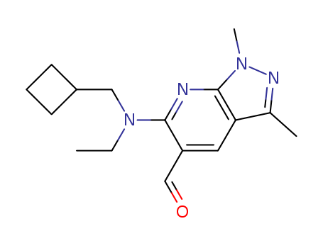 Molecular Structure of 898911-35-8 (1H-Pyrazolo[3,4-b]pyridine-5-carboxaldehyde,
6-[(cyclobutylmethyl)ethylamino]-1,3-dimethyl-)