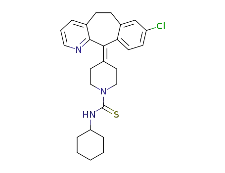 Molecular Structure of 1373612-32-8 (4-(8-chloro-5,6-dihydro-11H-benzo[5,6]cyclohepta[1,2-b]pyridin-11-ylidene)-N-cyclohexyl-1-piperidinecarbothioamide)