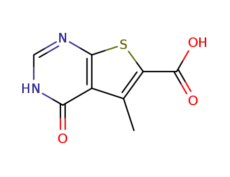 Molecular Structure of 101667-97-4 (5-METHYL-4-OXO-3,4-DIHYDRO-THIENO[2,3-D]PYRIMIDINE-6-CARBOXYLIC ACID)
