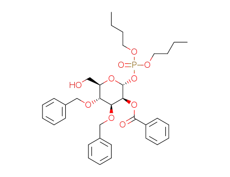 Molecular Structure of 1059116-10-7 (dibutyl (2-O-benzoyl-3,4-di-O-benzyl-α-D-mannopyranosyl) phosphate)