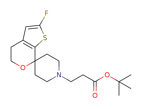 Molecular Structure of 1283095-51-1 (t-butyl 3-(2-fluorospiro[4,5-dihydrothieno[2,3-c]pyran-7,4'-piperidine]-1'-yl)propanoate)