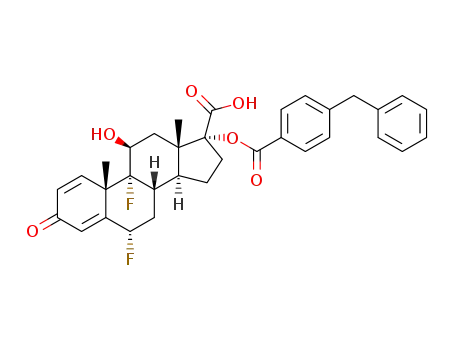 Molecular Structure of 1257086-79-5 ((6α,11β,17α)-17-[(4-benzylbenzoyl)oxy]-6,9-difluoro-11-hydroxy-3-oxoandrosta-1,4-diene-17-carboxylic acid)