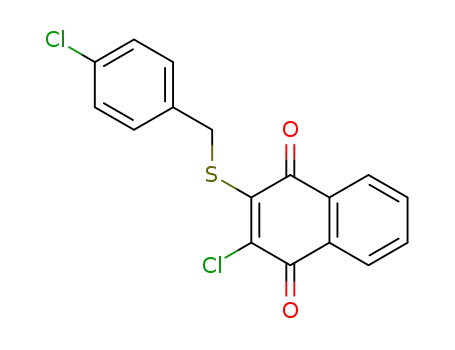 Molecular Structure of 1347739-33-6 (2-chloro-3-((4-chlorobenzyl)thio)naphthalene-1,4-dione)
