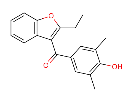 Molecular Structure of 52489-58-4 (Methanone, (2-ethyl-3-benzofuranyl)(4-hydroxy-3,5-dimethylphenyl)-)