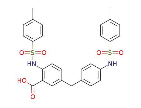 Molecular Structure of 951665-71-7 (2-(4-methylphenylsulfonylamino)-5-[4-(4-methylphenylsulfonylamino)-benzyl]-benzoic acid)