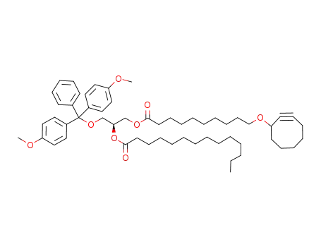 Molecular Structure of 1146526-67-1 (1-O-(10-(cyclooct-2-ynyloxy)decanoyl)-2-O-myristoyl-3-O-(4,4'-dimethoxytrityl)-sn-glycerol)
