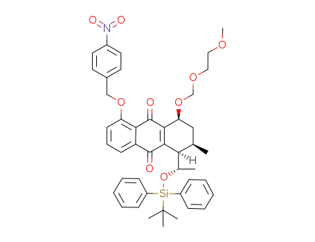 Molecular Structure of 1192030-84-4 ((1R,2R,4S)-1-((S)-1-(tert-butyldiphenylsilyloxy)ethyl)-4-((2-methoxyethoxy)methoxy)-2-methyl-5-(4-nitrobenzyloxy)-1,2,3,4-tetrahydroanthracene-9,10-dione)