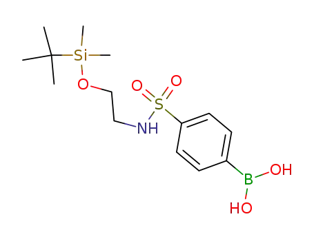 Molecular Structure of 913835-53-7 (4-{N-[2-(TERT-BUTYLDIMETHYLSILYLOXY)ETHYL]SULPHAMOYL}BENZENEBORONIC ACID 96)