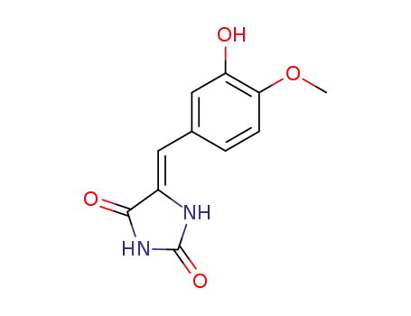 Molecular Structure of 4368-00-7 (5-(3-hydroxy-4-methoxybenzylidene)imidazolidine-2,4-dione)