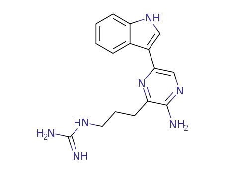 Molecular Structure of 7269-75-2 (Guanidine,N-[3-[3-amino-6-(1H-indol-3-yl)-2-pyrazinyl]propyl]-)