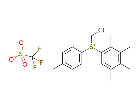 Molecular Structure of 1374153-80-6 ((chloromethyl)(2,3,4,5-tetramethylphenyl)(p-tolyl)sulfonium triflate)