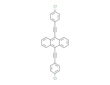 Molecular Structure of 80034-28-2 (Anthracene, 9,10-bis[(4-chlorophenyl)ethynyl]-)
