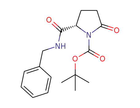 Molecular Structure of 1179348-77-6 ((S)-2-benzylcarbamoyl-5-oxopyrrolidine-1-carboxylic acid tert-butyl ester)