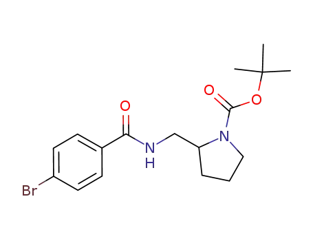 Molecular Structure of 1008505-56-3 (2-(4-bromobenzoylaminomethyl)pyrrolidine-1-carboxylic acid tert-butyl ester)
