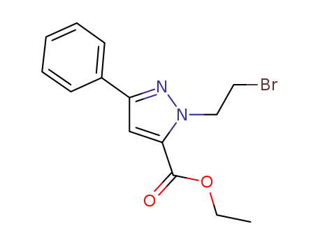 Molecular Structure of 1101861-35-1 (ethyl 3-phenyl-1-(2-bromoethyl)-1H-pyrazole-5-carboxylate)