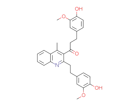 Molecular Structure of 1408335-41-0 (1-(2-(4-hydroxy-3-methoxyphenethyl)-4-methylquinolin-3-yl)-3-(4-hydroxy-3-methoxyphenyl)propan-1-one)