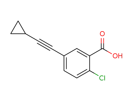 Molecular Structure of 1346141-19-2 (2-chloro-5-(cyclopropylethynyl) benzoic acid)