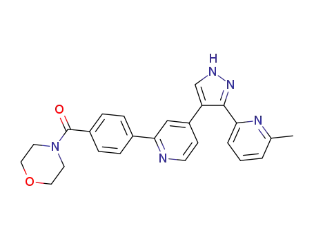 Molecular Structure of 657399-11-6 (Morpholine,
4-[4-[4-[3-(6-methyl-2-pyridinyl)-1H-pyrazol-4-yl]-2-pyridinyl]benzoyl]-)