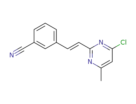 Molecular Structure of 425424-70-0 ((E)-3-[2-(4-chloro-6-methyl-pyrimidin-2-yl)-vinyl]-benzonitrile)