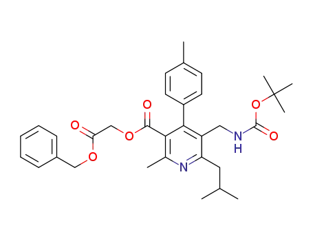 Molecular Structure of 851578-20-6 (2-(benzyloxy)-2-oxoethyl 5-{[(tert-butoxycarbonyl)amino]methyl}-6-isobutyl-2-methyl-4-(4-methylphenyl)nicotinate)
