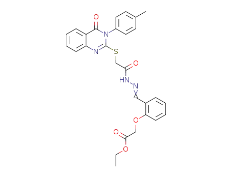 Molecular Structure of 1547192-82-4 (ethyl (2-(2-((3-p-toluyl-4-oxo-3,4-dihydroquinazolin-2-yl)sulfanyl)acetylhydrazinylidene)methylphenoxy)acetate)