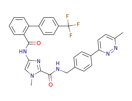 Molecular Structure of 486434-85-9 (N-[4-(6-methyl-pyridazin-3-yl)-phenylmethyl]-4-(4'-trifluoro-methylbiphenyl-2-carbonylamino)-1-methyl-imidazole-2-carboxylic acid amide)