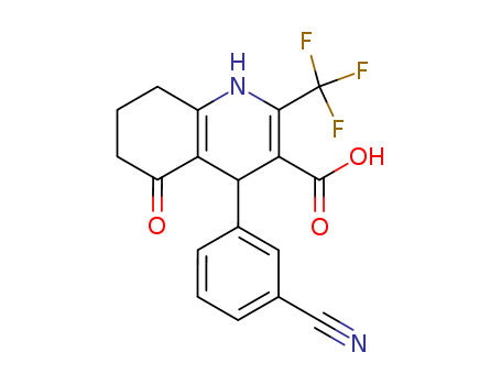 Molecular Structure of 172649-33-1 (3-Quinolinecarboxylic acid,
4-(3-cyanophenyl)-1,4,5,6,7,8-hexahydro-5-oxo-2-(trifluoromethyl)-)
