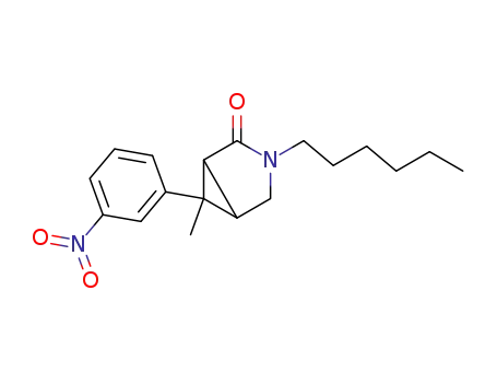 Molecular Structure of 280759-64-0 (3-hexyl-6-methyl-6-(3-nitrophenyl)-3-azabicyclo[3.1.0]hexan-2-one)