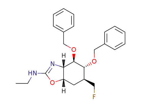 Molecular Structure of 1417339-15-1 ((3aS,4R,5R,6S,7aS)-4,5-bis(benzyloxy)-N-ethyl-6-(fluoromethyl)-3a,4,5,6,7,7a-hexahydrobenzo[d]oxazol-2-amine)