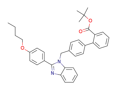 Molecular Structure of 133139-77-2 ([1,1'-Biphenyl]-2-carboxylic acid,
4'-[[2-(4-butoxyphenyl)-1H-benzimidazol-1-yl]methyl]-, 1,1-dimethylethyl
ester)