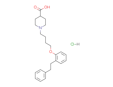 Molecular Structure of 72284-41-4 (1-(4-(2-(2-Phenylethyl)phenoxy)butyl)-4-piperidinecarboxylic acid hydr ochloride)