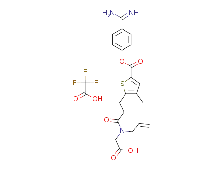 Molecular Structure of 1415763-66-4 (N-allyl-N-(3-{5-[(4-amidinophenoxy)carbonyl]-3-methylthiophen-2-yl}propanoyl)glycine trifluoroacetate)
