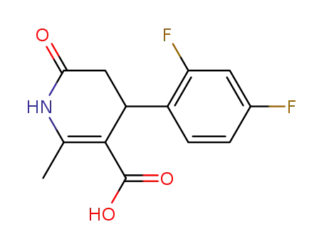 Molecular Structure of 487057-91-0 (4-(2,4-Difluorophenyl)-1,4,5,6-tetrahydro-2-methyl-6-oxo-3-pyridinecarboxylic ac)