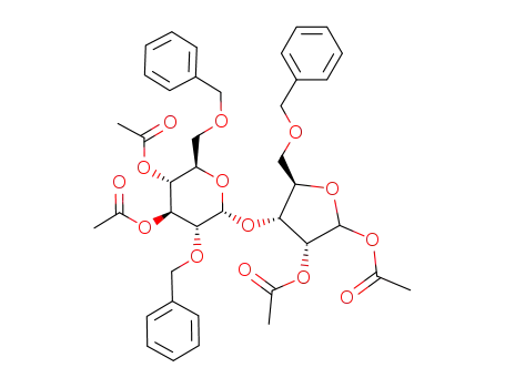Molecular Structure of 197644-83-0 (1,2-di-O-acetyl-3-O-(3',4'-di-O-acetyl-2',6'-di-O-benzyl-α-D-glucopyranosyl)-5-O-benzyl-α/β-D-ribofuranoside)
