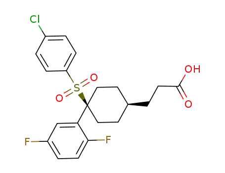 Molecular Structure of 471905-41-6 (cis-4-[(4-Chlorophenyl)sulfonyl]-4-(2,5-difluorophenyl)cyclohexanepropanoic acid)