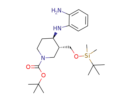Molecular Structure of 1019207-66-9 ((3R,4R)-3-(tert-butyldimethylsilanyloxymethyl)-4-(2-aminophenylamino)piperidine-1-carboxylic acid tert-butyl ester)
