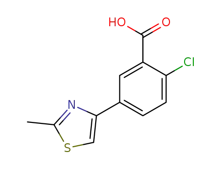 Molecular Structure of 28077-43-2 (Benzoic acid, 2-chloro-5-(2-methyl-4-thiazolyl)-)