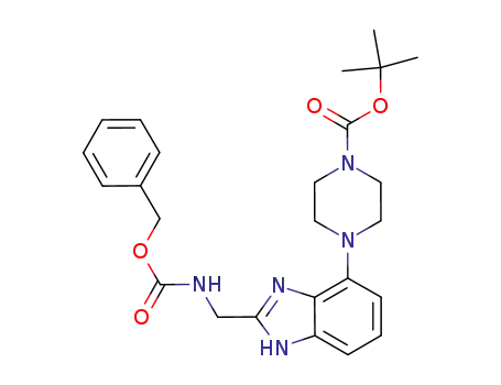 Molecular Structure of 878025-55-9 (1-Piperazinecarboxylic acid,
4-[2-[[[(phenylmethoxy)carbonyl]amino]methyl]-1H-benzimidazol-4-yl]-,
1,1-dimethylethyl ester)