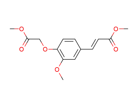 Molecular Structure of 203726-34-5 (methyl 3-[2-methoxy-4-(methoxycarbonylmethoxy)phenyl]acrylate)