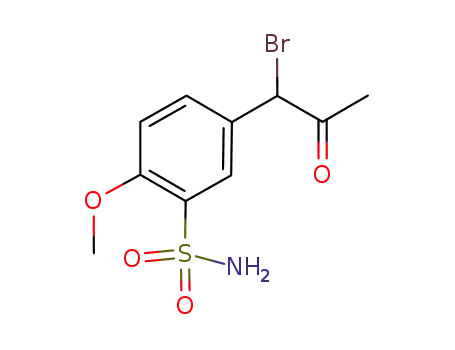 Molecular Structure of 593960-46-4 (Benzenesulfonamide, 5-(1-bromo-2-oxopropyl)-2-methoxy-)