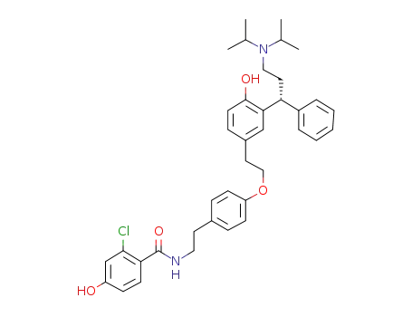 Molecular Structure of 1132074-41-9 (2-Chloro-N-[2-(4-{2-[3-((1R)-3-diisopropylamino-1-phenyl-propyl)-4-hydroxy-phenyl]-ethoxy}-phenyl)-ethyl]-4-hydroxy-benzamide)